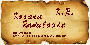 Kosara Radulović vizit kartica